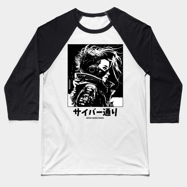 Cyberpunk Girl | Anime Japanese Manga Aesthetic Baseball T-Shirt by Neon Bang Bang